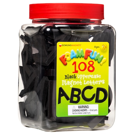 Dowling Magnets Foam Fun Uppercase Black Magnetic Letters, 108 Pieces 733104